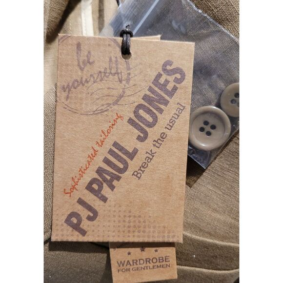 PJ Paul Jones Linen Cotton Blend Lightweight Blazer Mens Large NWT Tan Brown - Picture 5 of 7